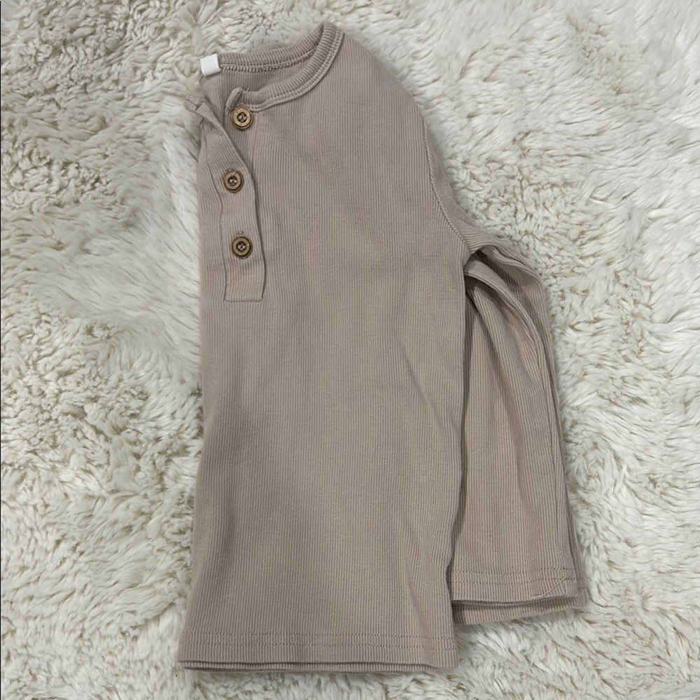 Kids Beige Ribbed Henley Shirt like new